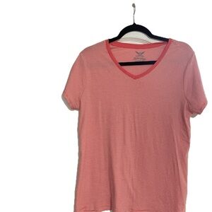 Faded Glory Coral Striped Short Sleeve T Shirt
